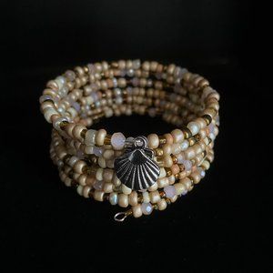 Handcrafted 7 layer wire Seashell in the Sand Wire Wrap Bracelet
